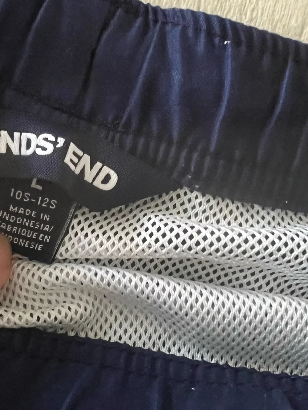 Lands’ End Boys Navy Swim Trunks Swim Shorts Size L 10-12